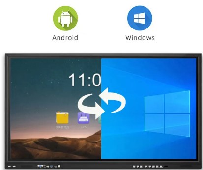 Інтерактивна панель iBoard 65″ дюймів діагональ, дві ОС (Android 13.0 (rom/ram 8/128)+Windows) підтримка програмного забезпечення «Кропива»